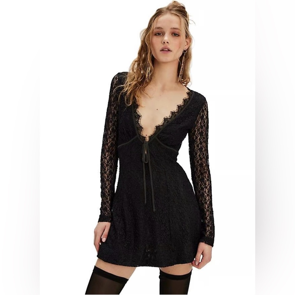 Free People Midnight Lace Long Sleeve Dress